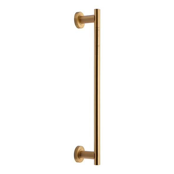 V2057 489-SB • 489mm • Satin Brass • Heritage Brass Pedestal Pull Handle On Concealed Fixing Roses